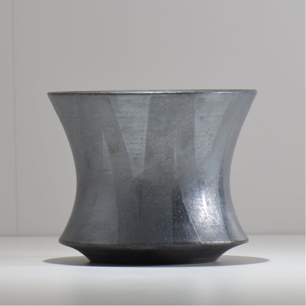 沖誠 / 燻し銀彩 釉彩 cylinder / om_iyc03_l/ 約φ17.5cm  / 植木鉢