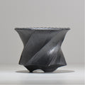 沖誠 /  spiral cylinder 黒釉  / om_ksc02_l / 約φ15.5cm  / 植木鉢