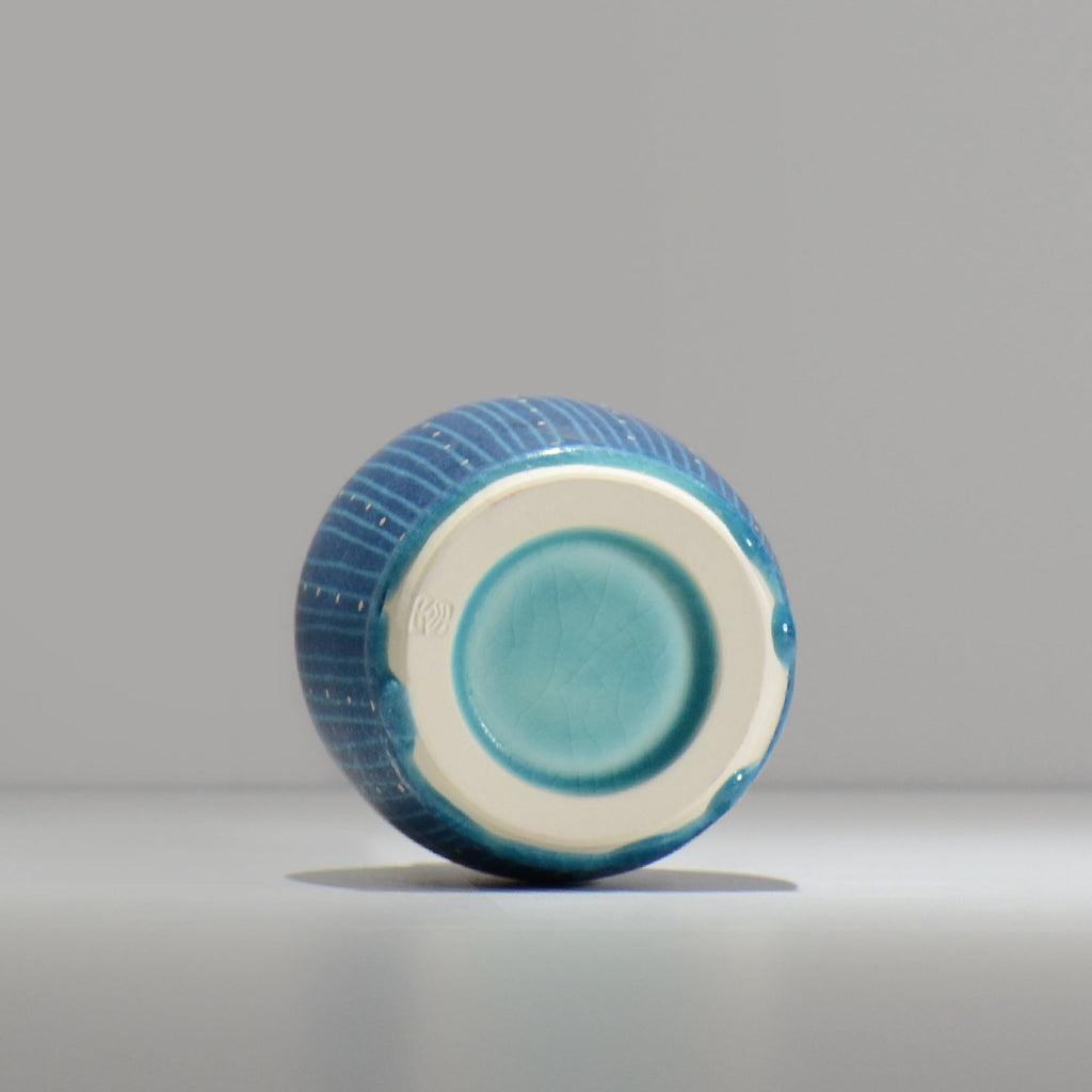 飯沼耕市 / 色彩碧釉 一輪挿し / shiki01_ichi02 / 約φ9.3cm / 花瓶