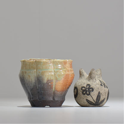 須釜 優子 / 伊賀輪花鉢 / sy04_02_s  / 約 φ10cm / 植木鉢