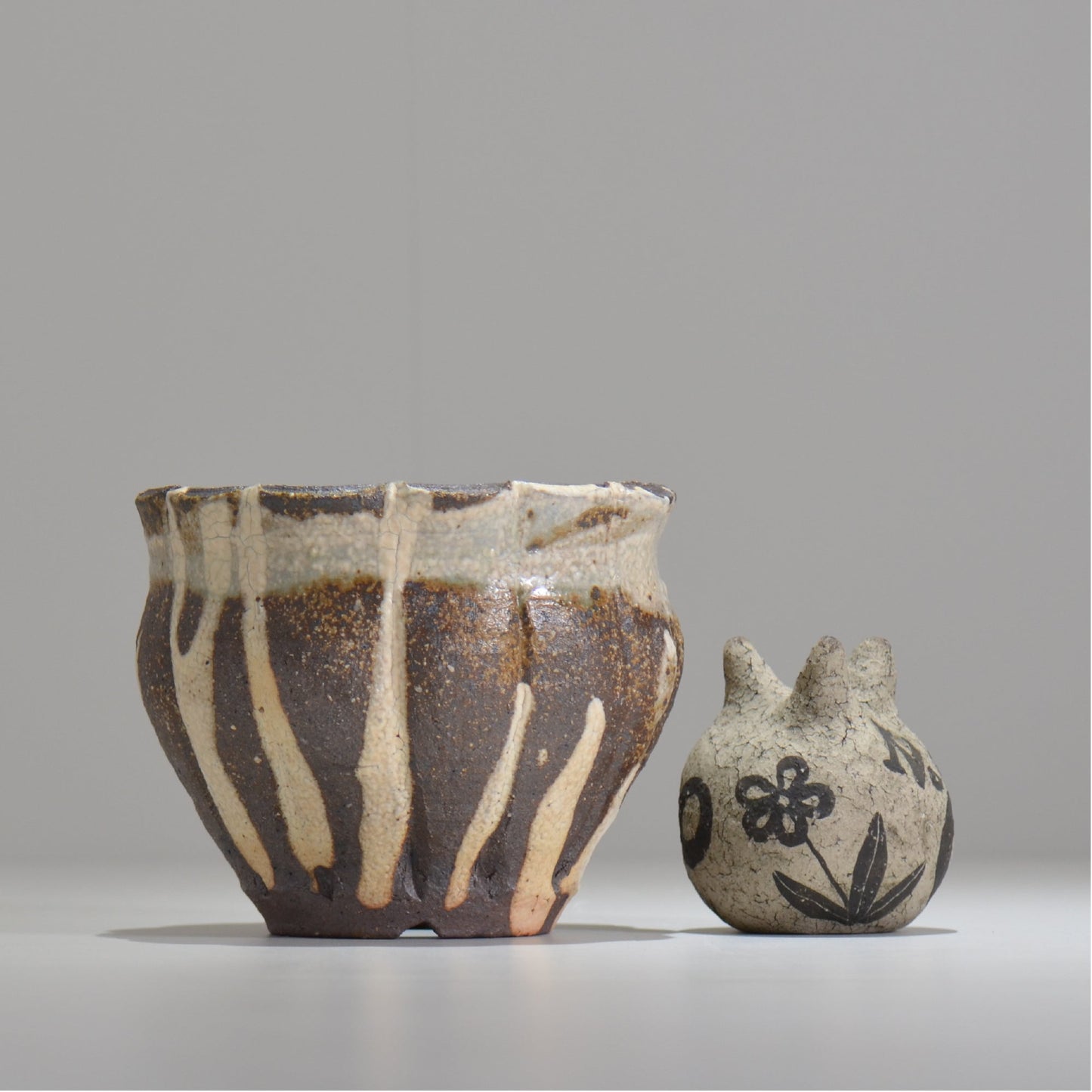 須釜 優子 / 伊賀白がけ輪花鉢 / sy04_06_m  / 約 φ14cm / 植木鉢