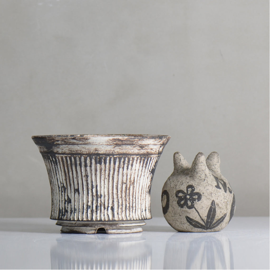 照鉢-terrace cotta- / ALIBON しのぎ / tc6_al05_m / 約14.5cm / 植木鉢