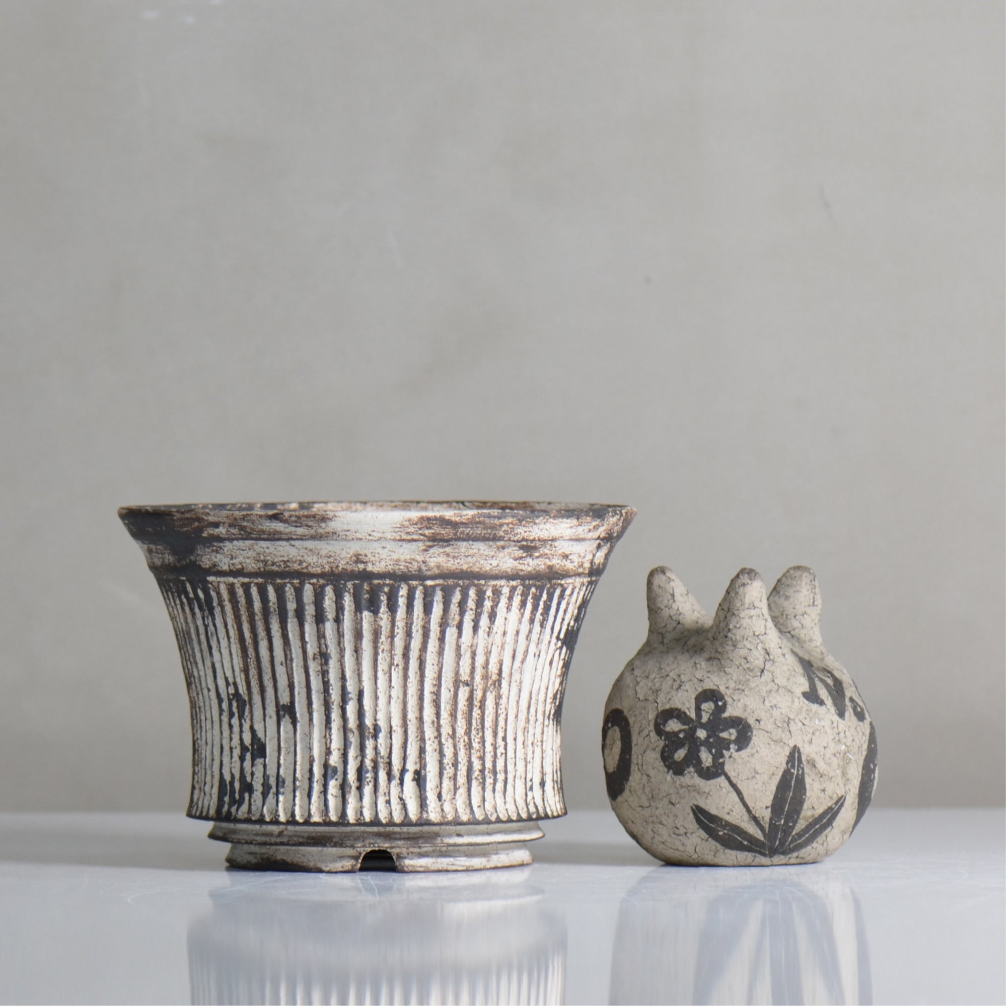 照鉢-terrace cotta- / ALIBON しのぎ / tc6_al05_m / 約14.5cm / 植木鉢