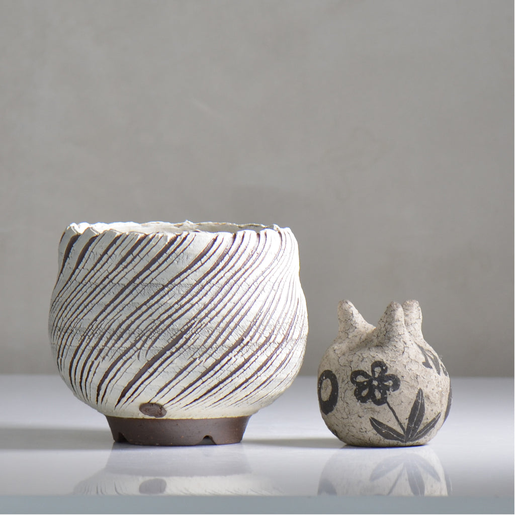 陶房Kibi / シュレッド/ tk2_sd09_m  / 約 φ12.5cm / 植木鉢