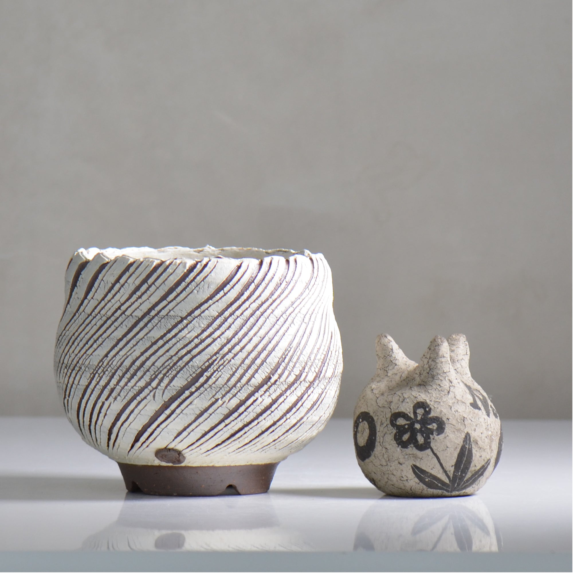 陶房Kibi / シュレッド/ tk2_sd09_m  / 約 φ12.5cm / 植木鉢
