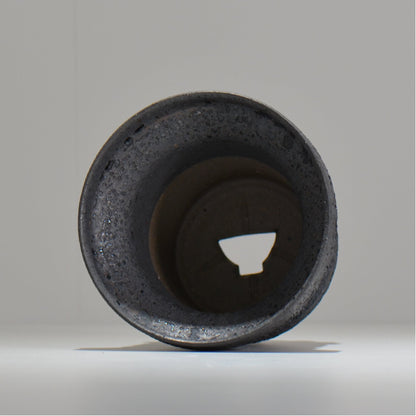 陶房Kibi / ジェットブラック/ tk_jb01_m  / 約 φ14.8cm / 植木鉢
