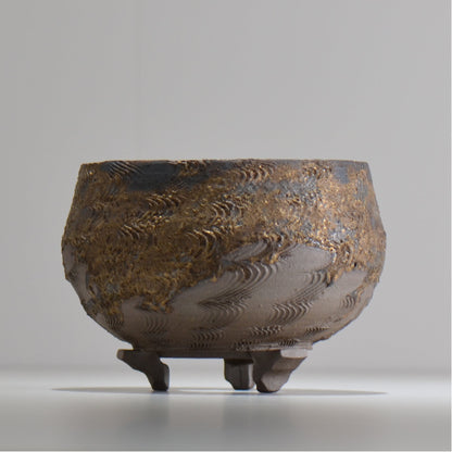 陶房Kibi / 金泥 / tkki_08_m  / 約 φ14cm / 植木鉢