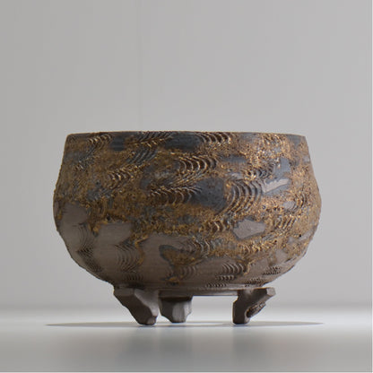 陶房Kibi / 金泥 / tkki_08_m  / 約 φ14cm / 植木鉢