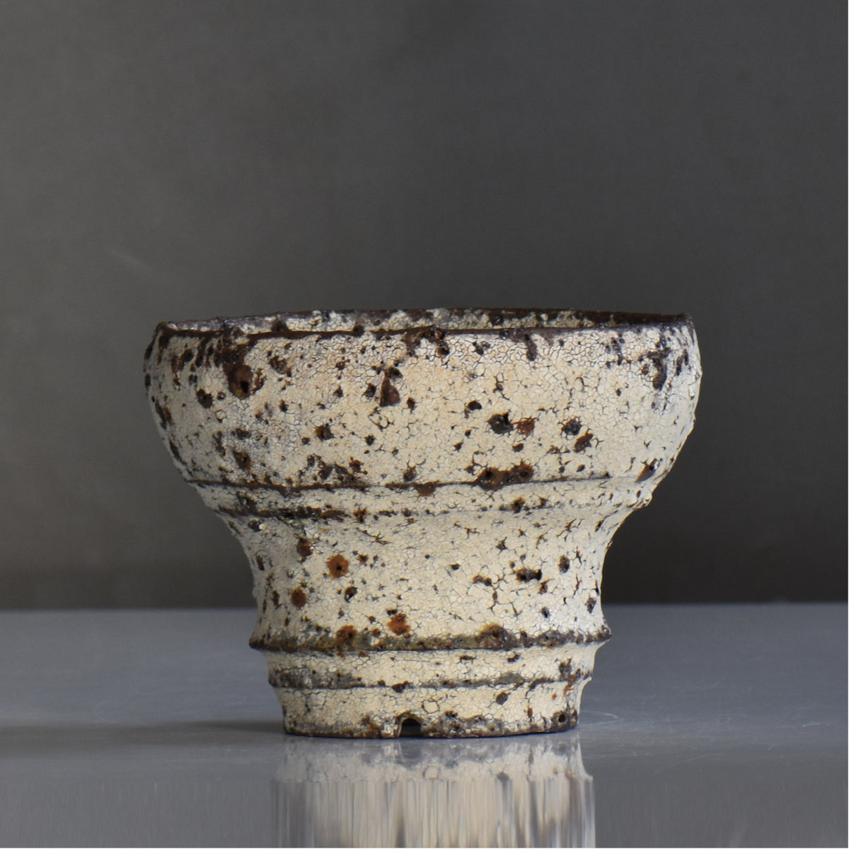 山下太 / 阿蘇石爆白裂 / yf_04_m / 約 φ14cm / 植木鉢