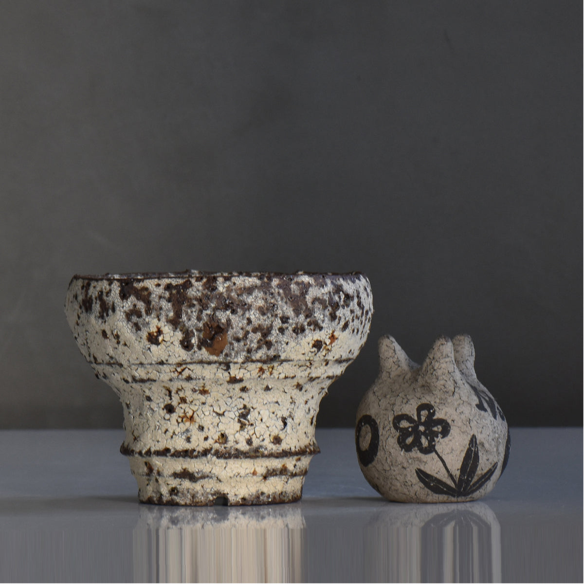 山下太 / 阿蘇石爆白裂 / yf_04_m / 約 φ14cm / 植木鉢