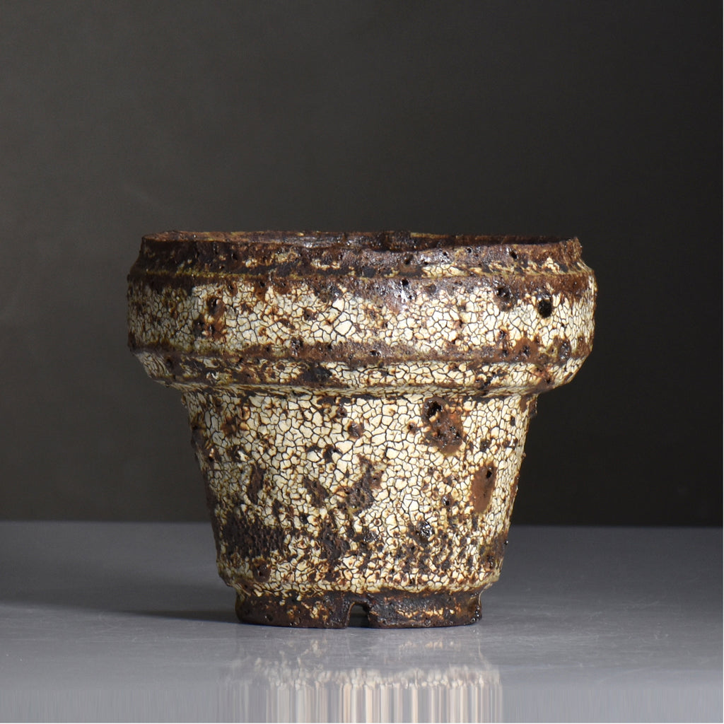 山下太 / 阿蘇石爆白裂 / yf_05_m / 約 φ13cm / 植木鉢