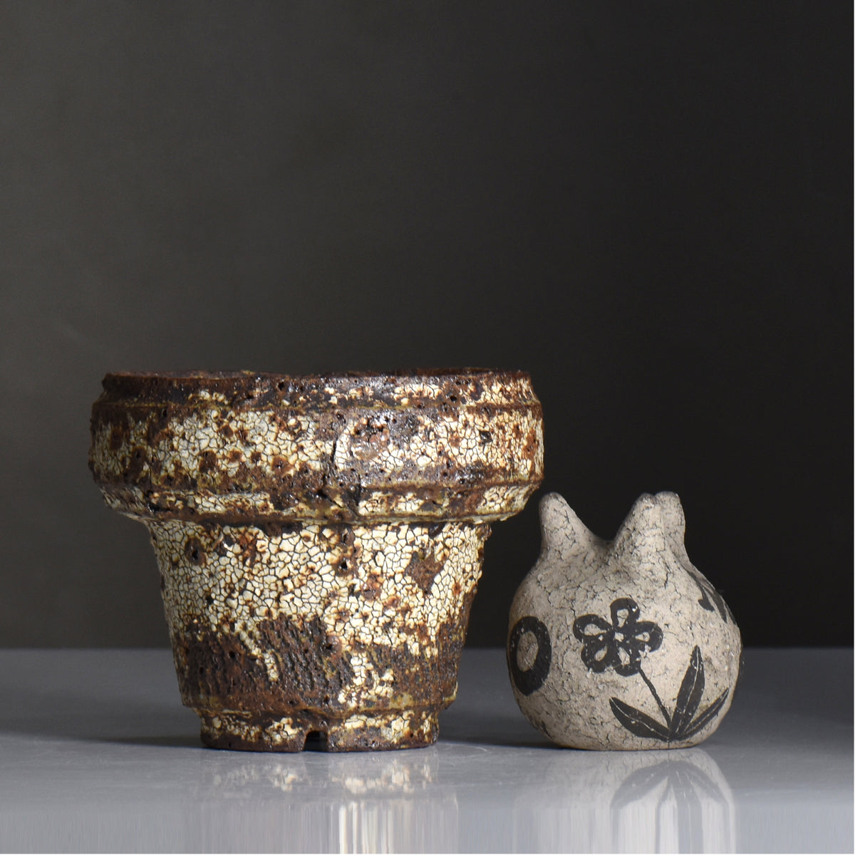 山下太 / 阿蘇石爆白裂 / yf_05_m / 約 φ13cm / 植木鉢