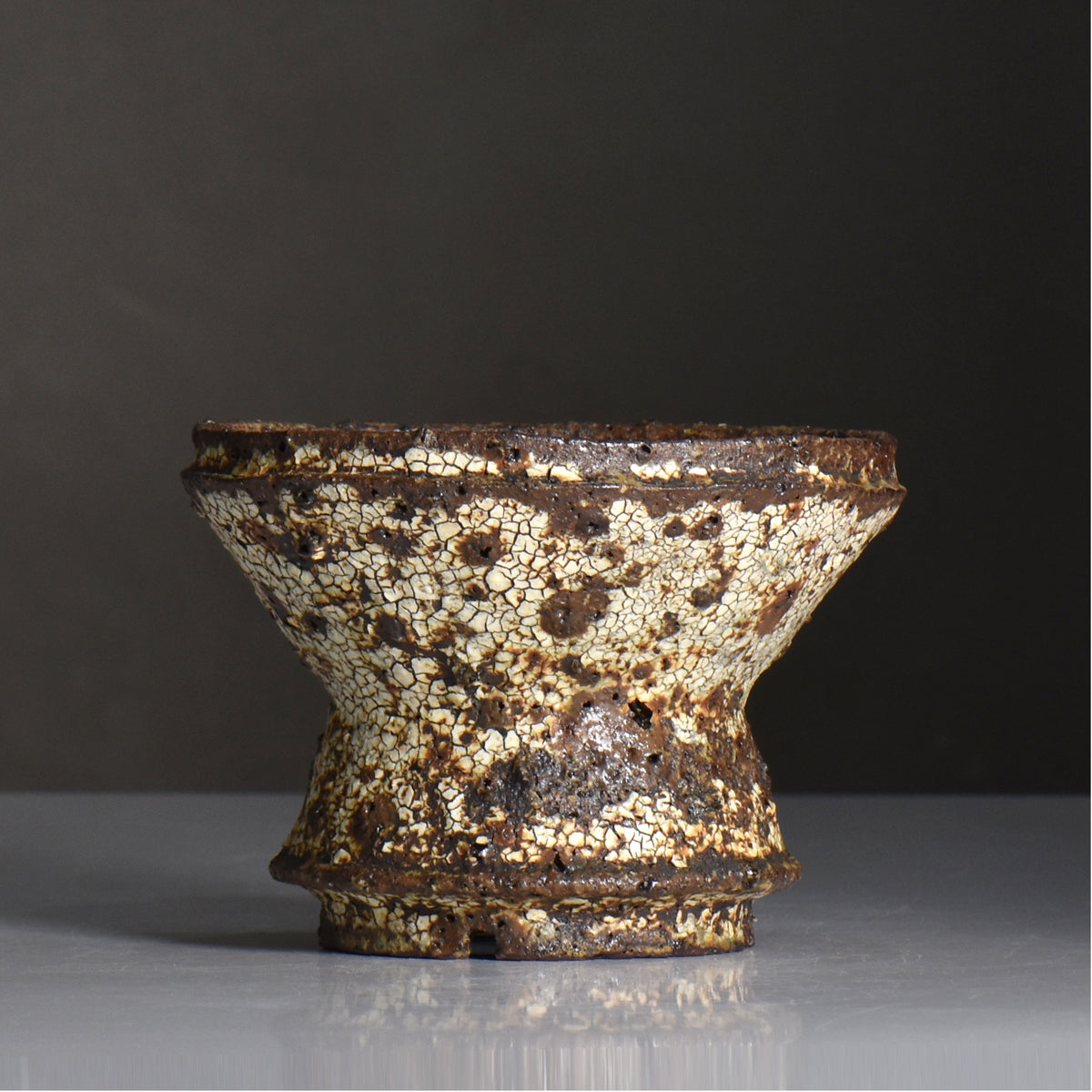 山下太 / 阿蘇石爆白裂 / yf_07_m / 約 φ14.5cm / 植木鉢