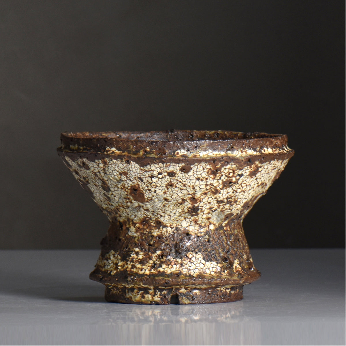 山下太 / 阿蘇石爆白裂 / yf_07_m / 約 φ14.5cm / 植木鉢