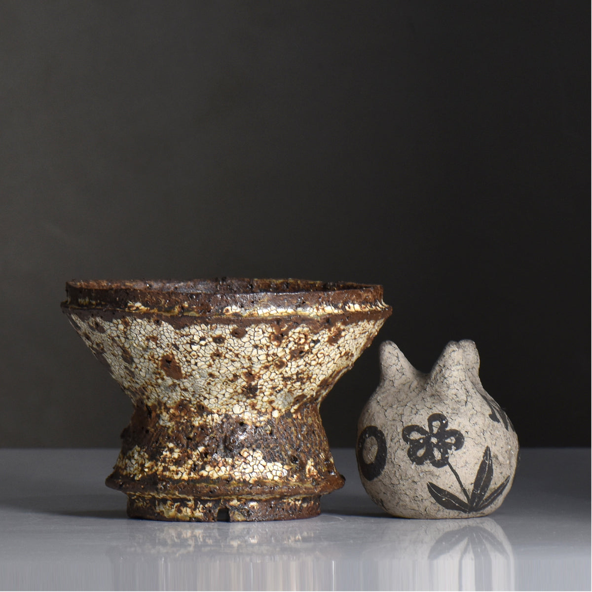 山下太 / 阿蘇石爆白裂 / yf_07_m / 約 φ14.5cm / 植木鉢