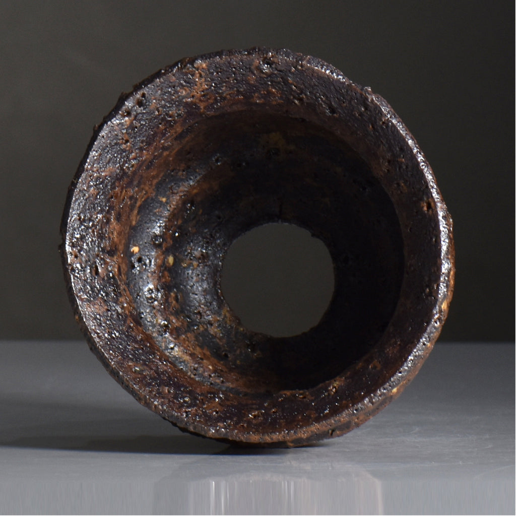 山下太 / 阿蘇石黄裂マダラ灰釉 / yf_11_m / 約 φ13.5cm / 植木鉢
