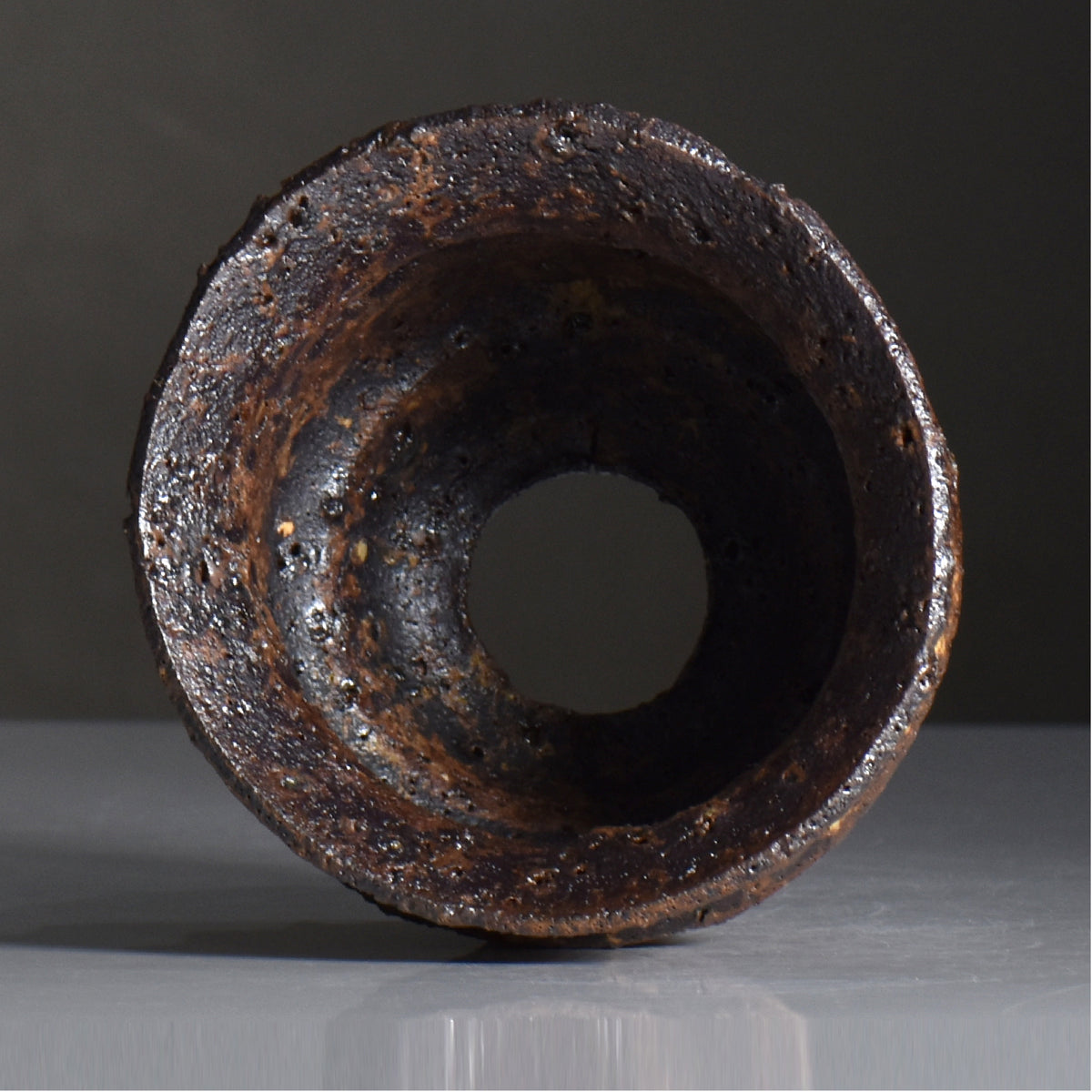 山下太 / 阿蘇石黄裂マダラ灰釉 / yf_11_m / 約 φ13.5cm / 植木鉢